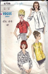6706 VOGUE CLASSY YOKE SHIRT SLEEVES / COLLAR OR NOT PATTERN 14